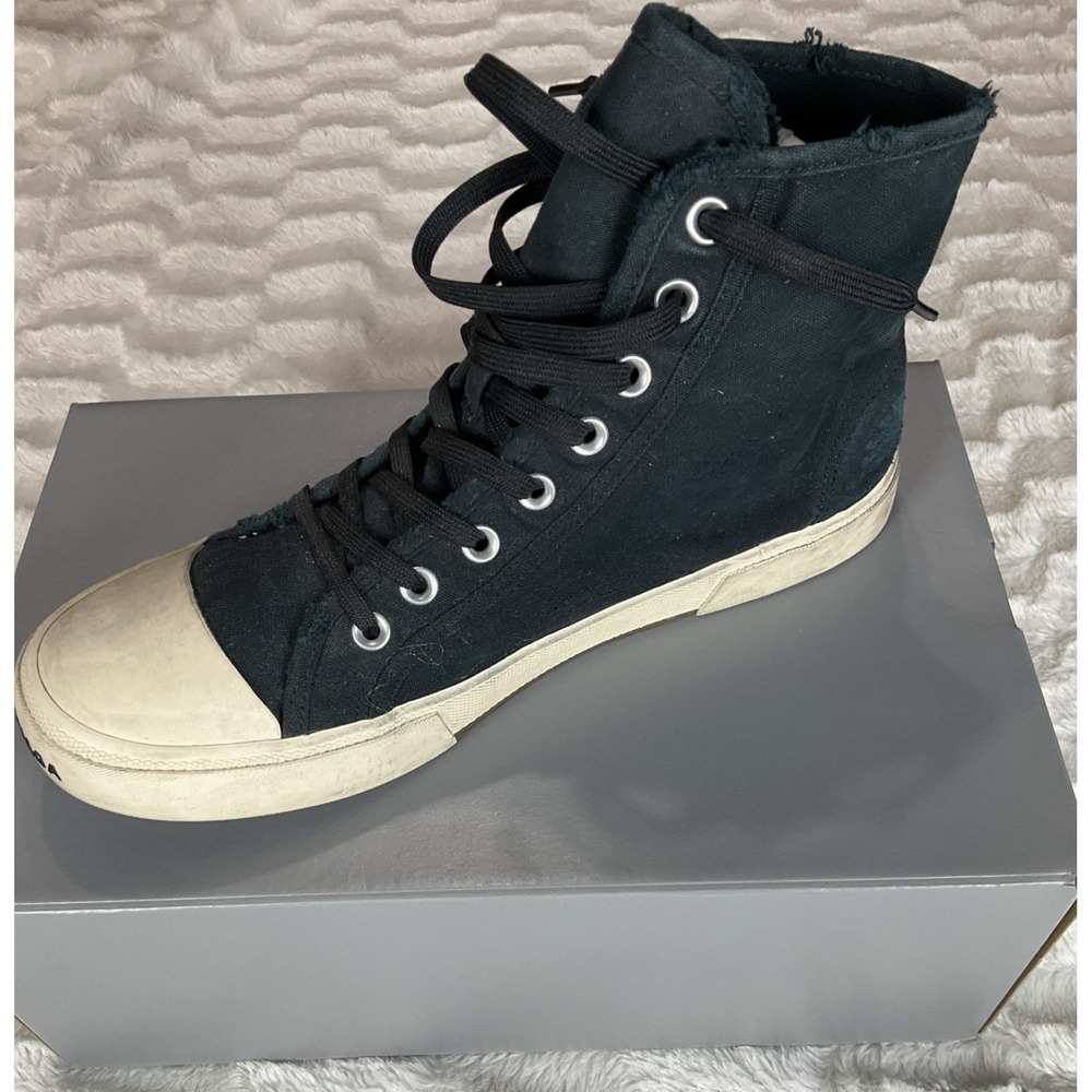 Balenciaga Mens Black Size 11 High Top Canvas Designer Sneakers Streetwear - Picture 6 of 15